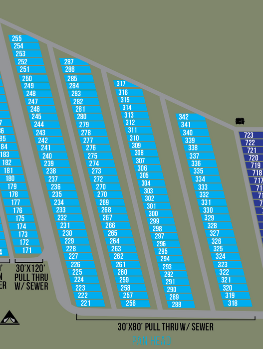2026 Pan Head RV Park PULL THROUGH (30 x 120) Sites 171 - 220